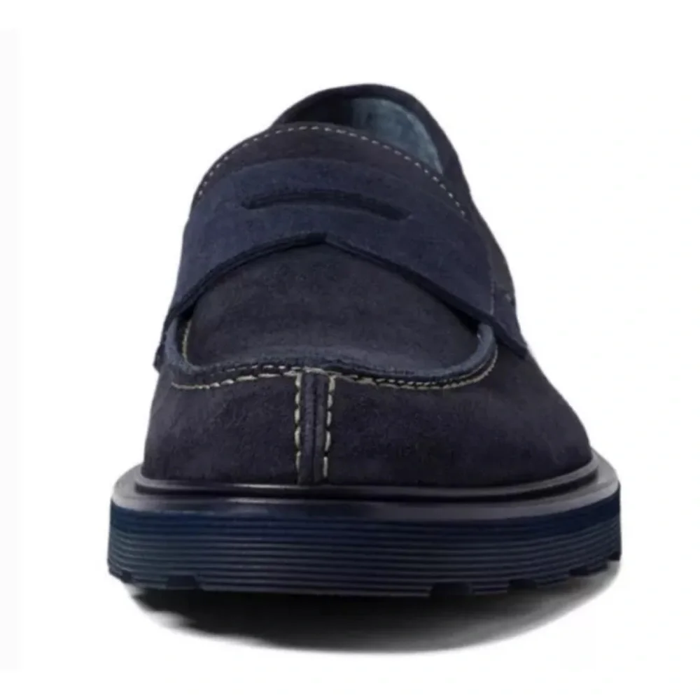 Men's Navy Suede Penny Loafers
